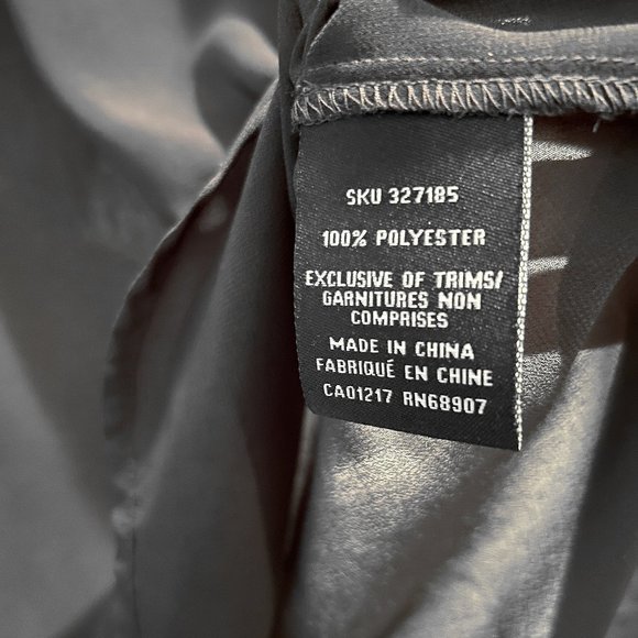 Women's Le Chateau Button Tab Sleeve Sheer dark gray Tunic Blouse Shirt - Picture 7 of 12